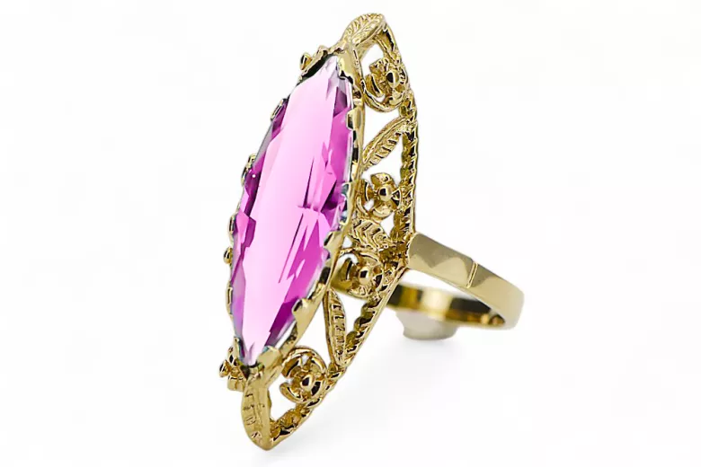 Žiedas Vintažinis stilius Ametistas 14k geltono aukso vrc005y